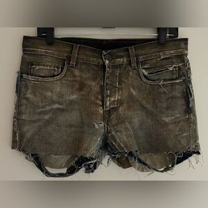 Rick Owens Distressed Black and Brown Men Shorts